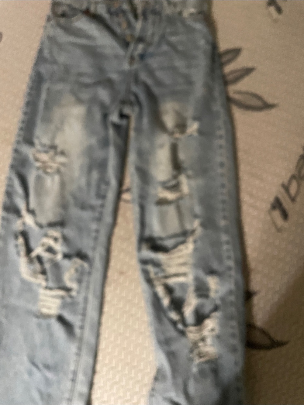 Light Blue Women's Straight Leg Distressed Jeans